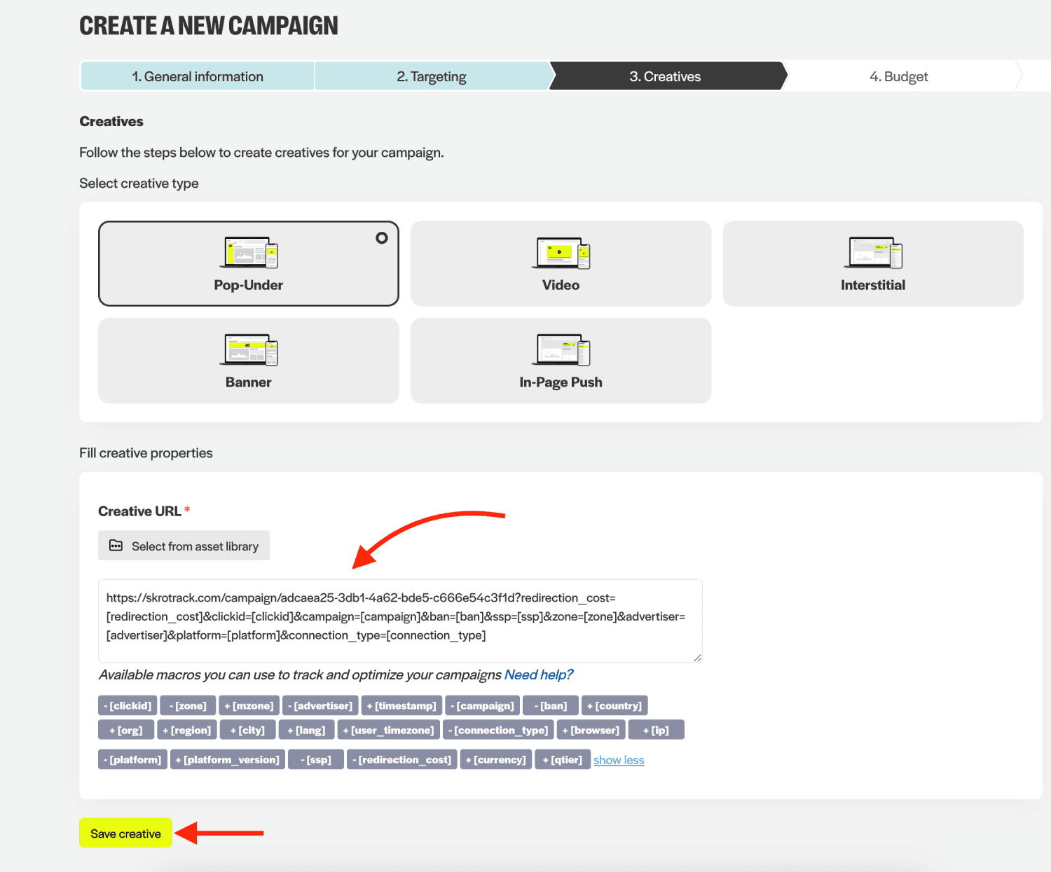 Step 3. Create a campaign on AdCash.