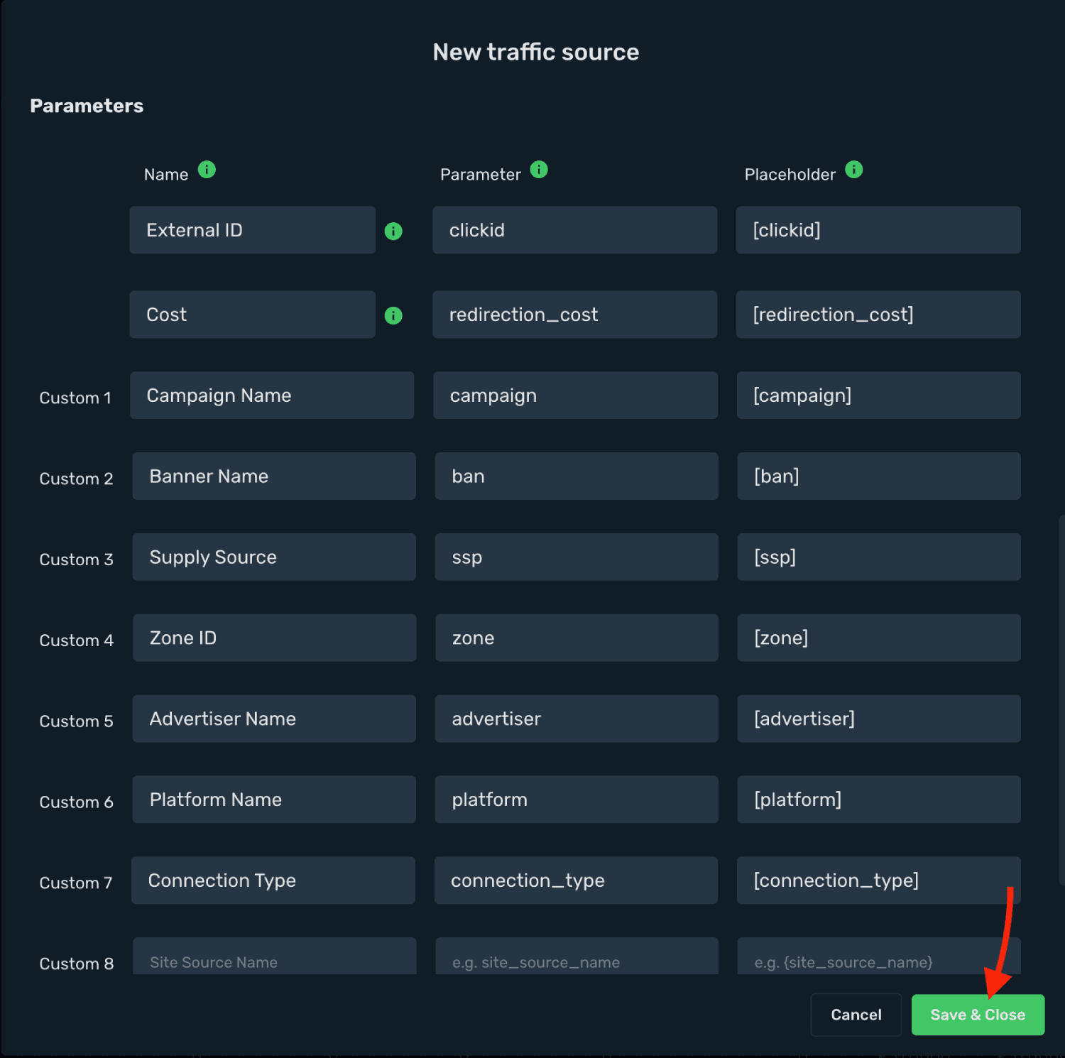 Copy AdCash Postback URL