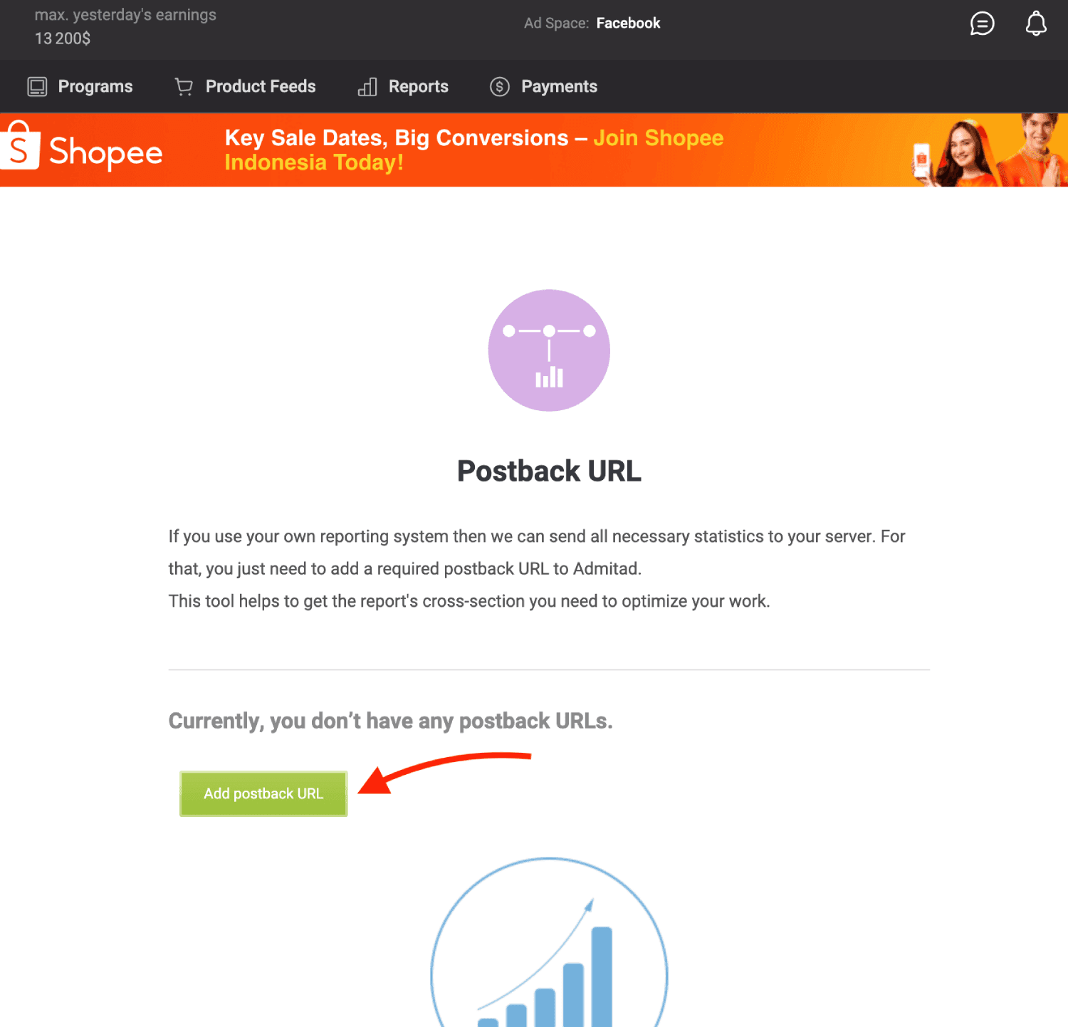 Add Admitad postback URL 2