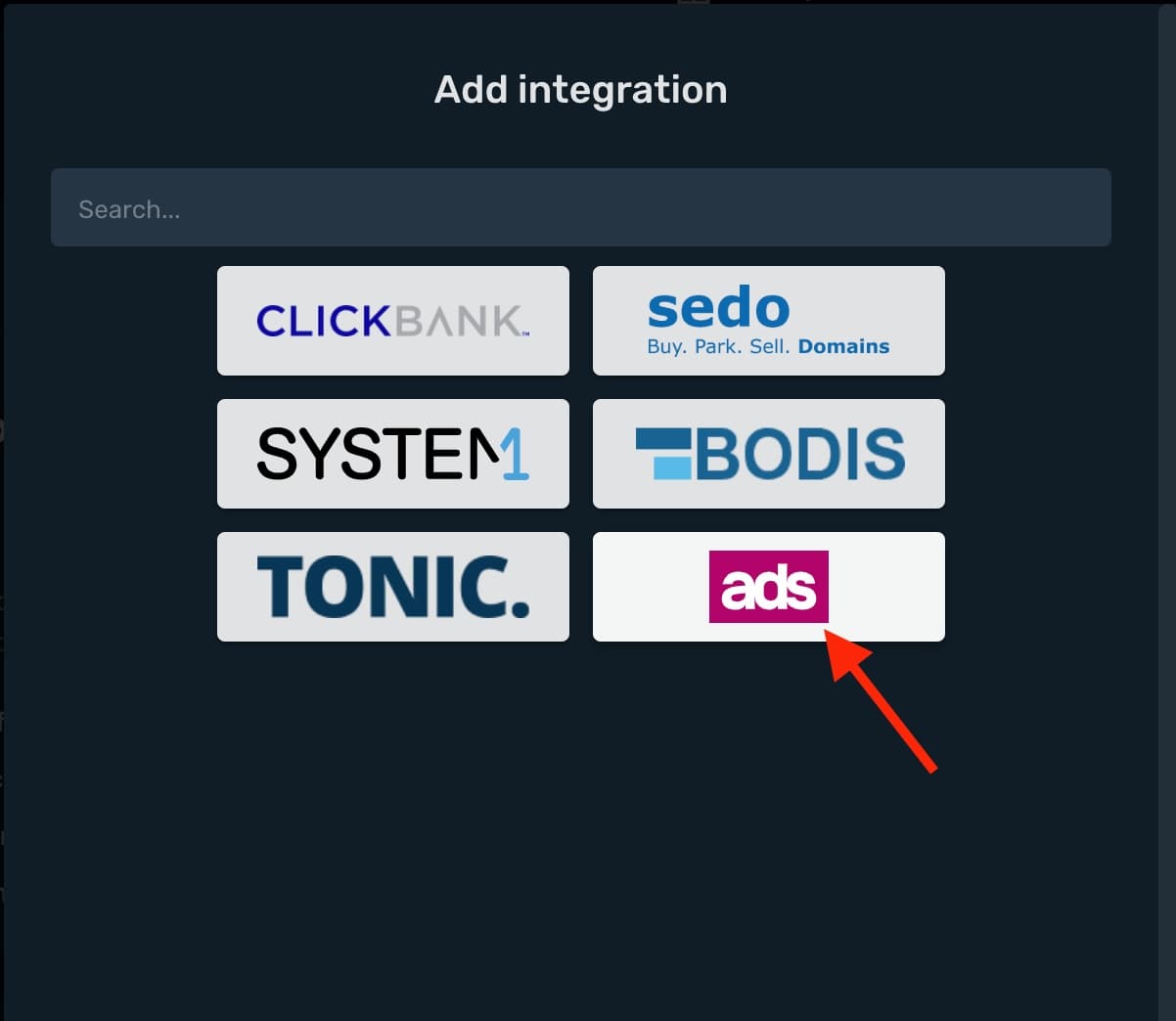 Ads.com integration step 2