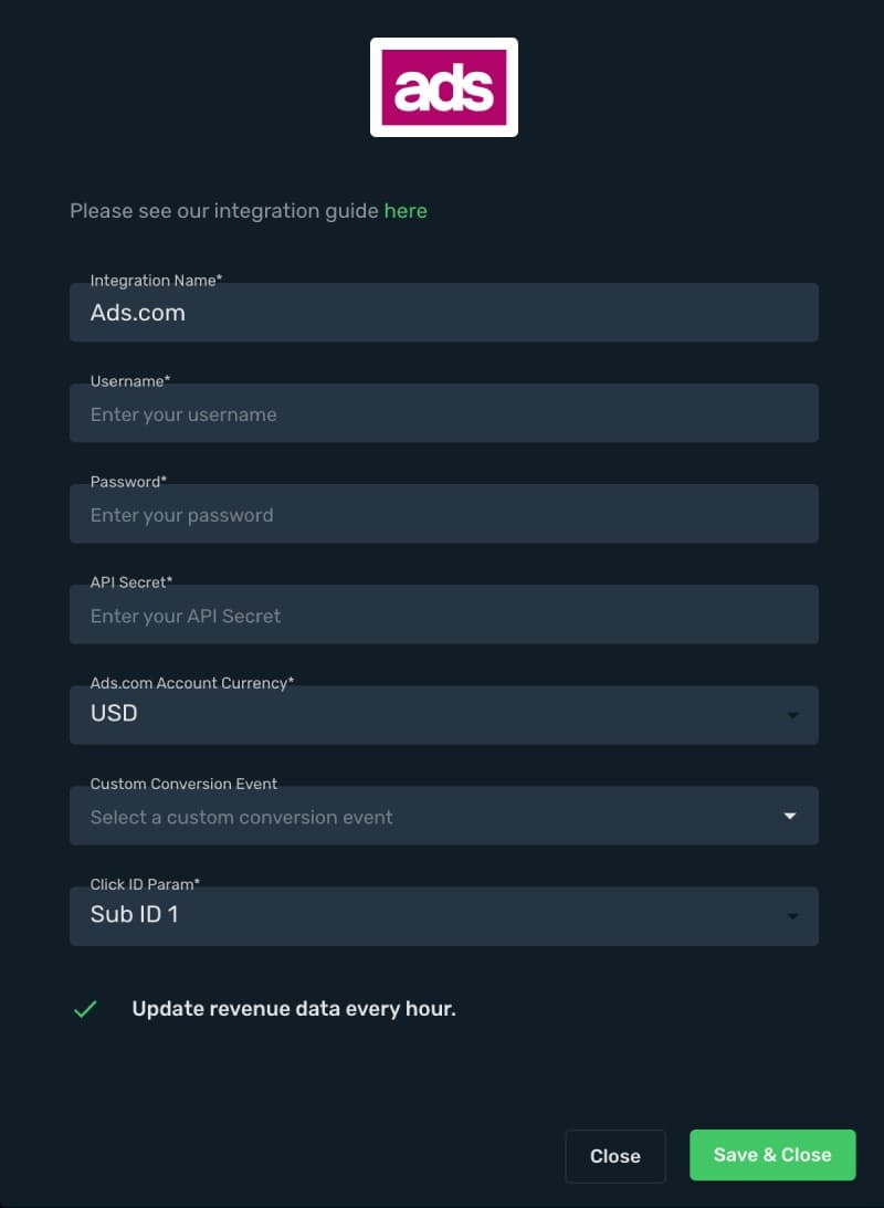 Ads.com integration step 3