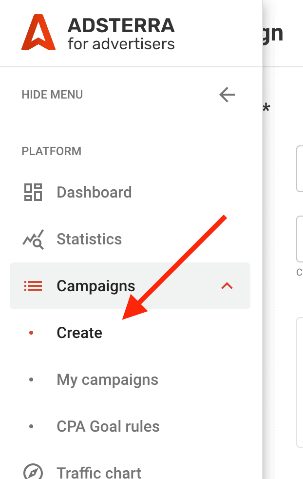 Step 1. Create a campaign on Adsterra.