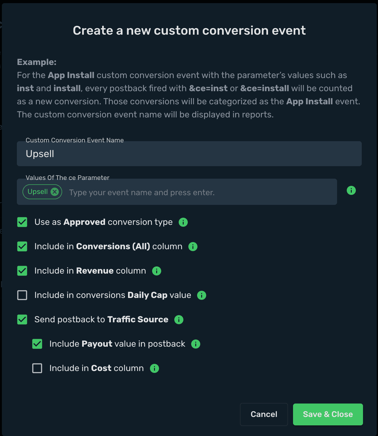 Upsell event