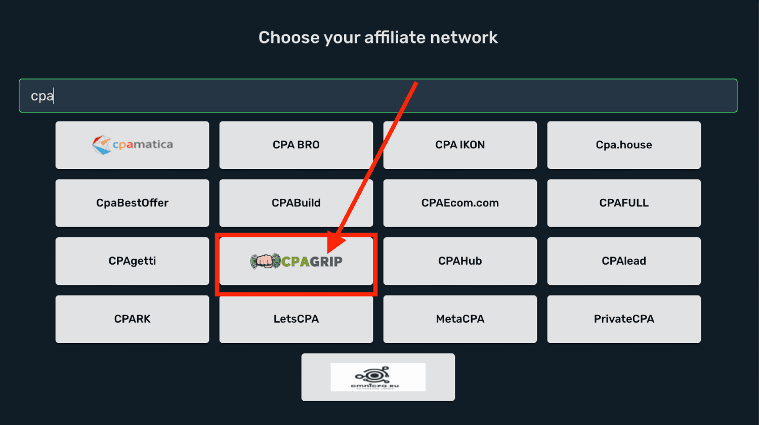 Choose CPAGrip prefilled template