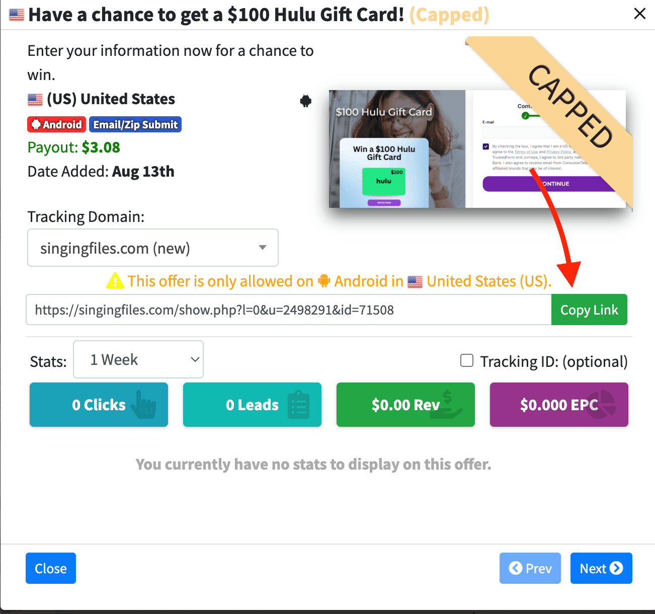 Get CPAGrip Offer URL link 2