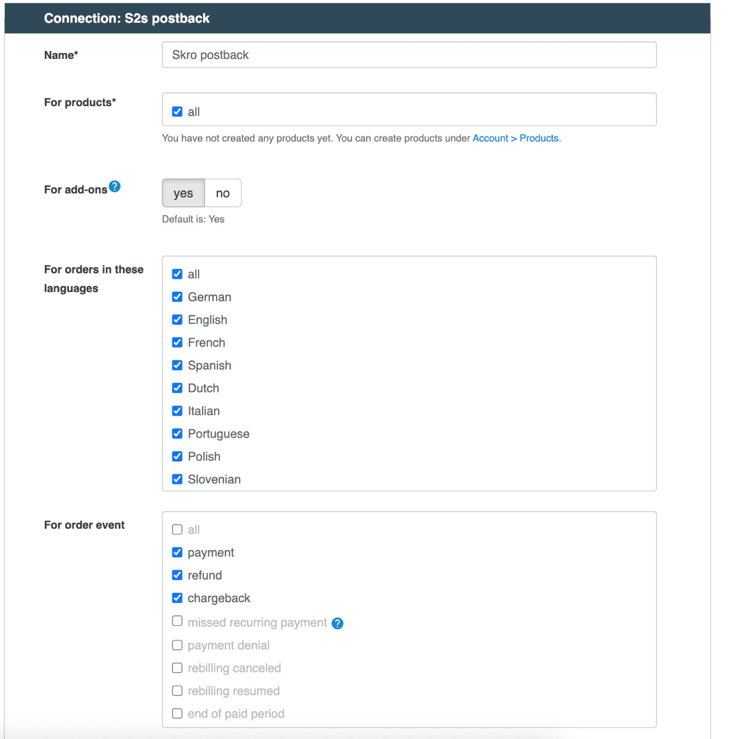 Add Digistore24 postback URL 2