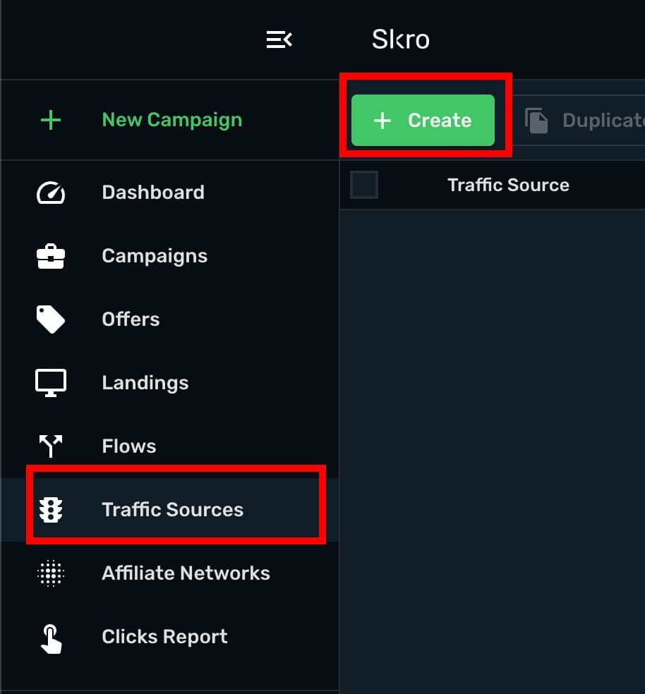 Setup Taboola traffic source Step 1