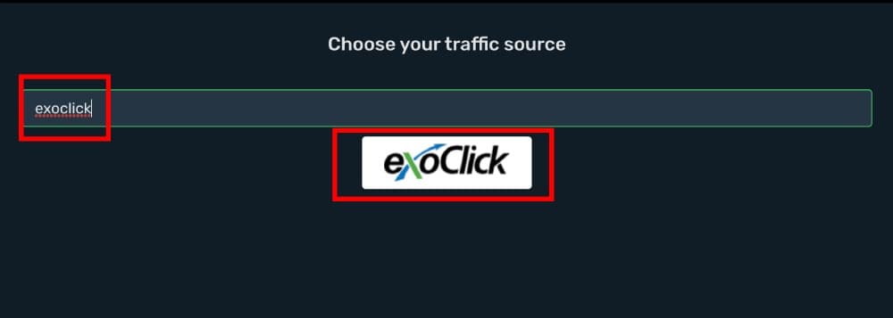 Setup ExoClick traffic source step 2