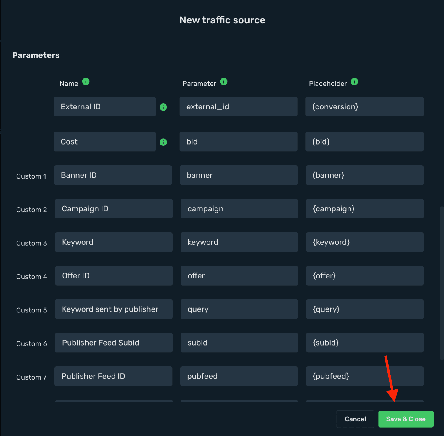 Copy EzMob Postback URL
