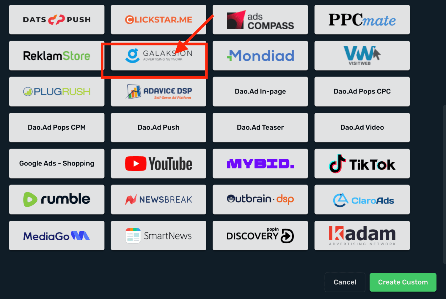 Choose Galaksion on the list