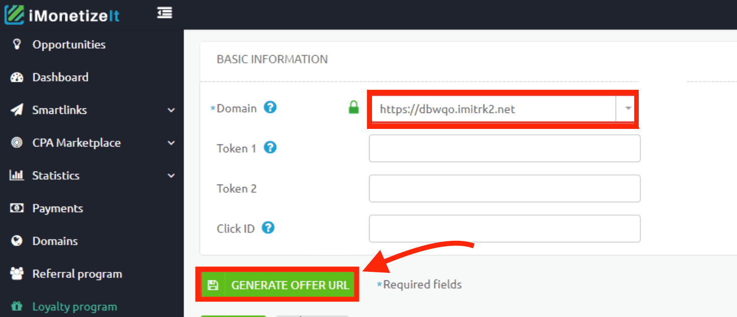 Get iMonetizeit Offer URL link 2