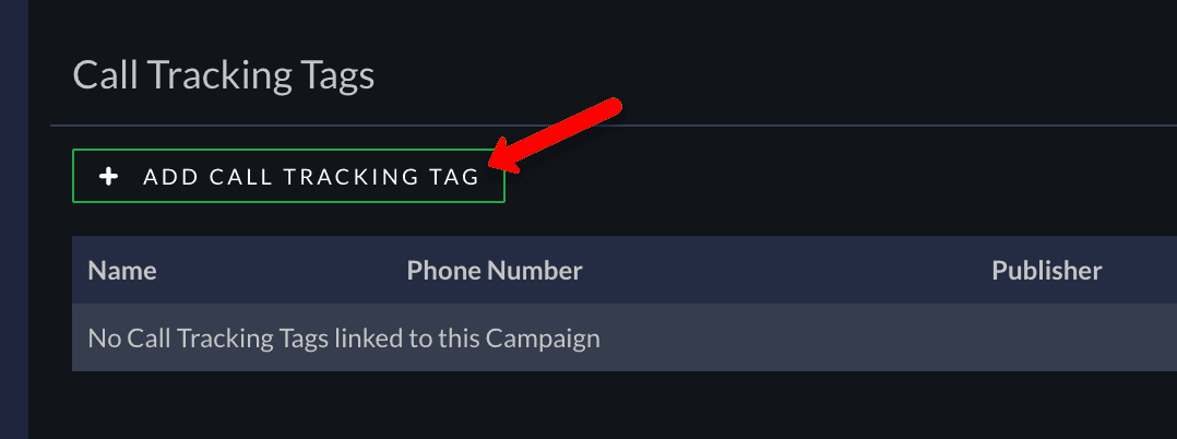 Create a call tracking tag in Ringba
