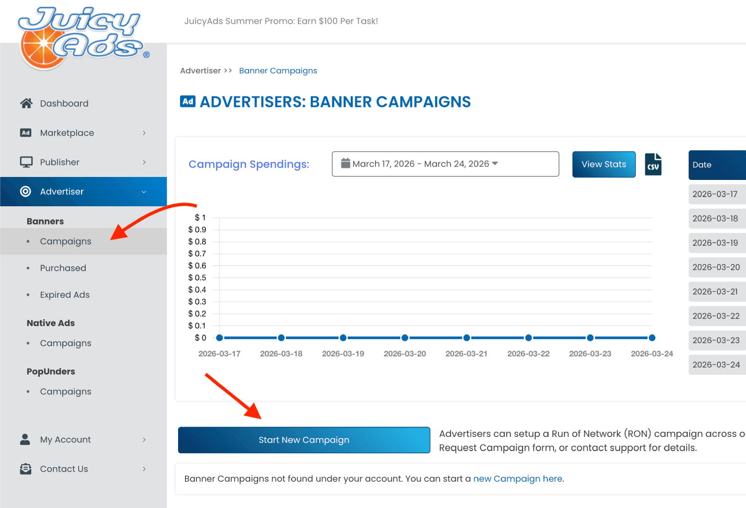 Step 1. Create a campaign on JuicyAds.