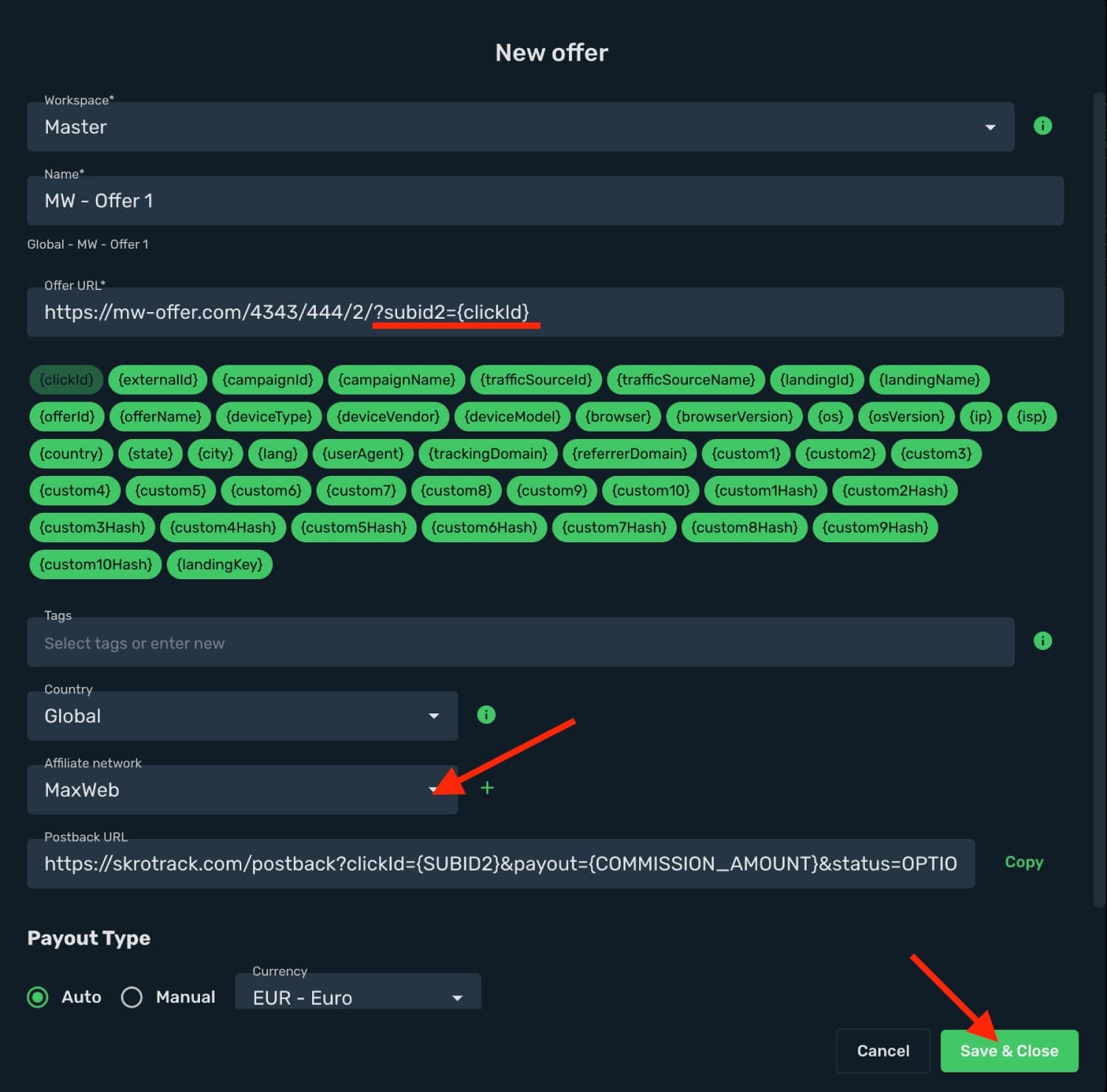 Add MaxWeb offer