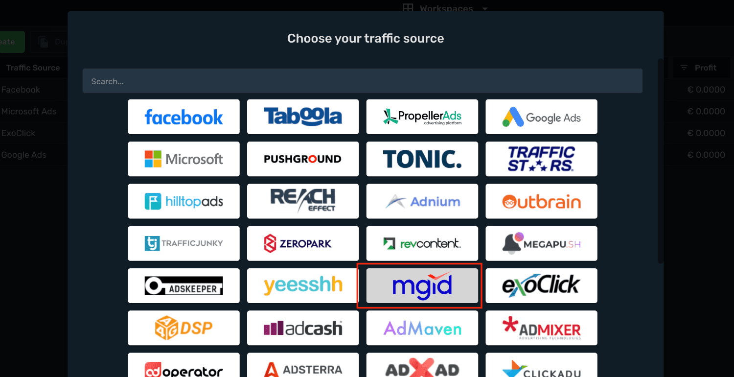 Setup MGID traffic source step 2