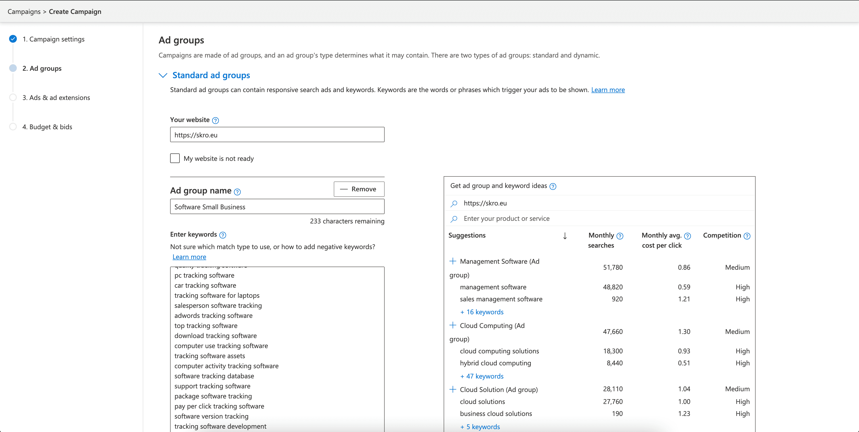 Setup Microsoft Campaign