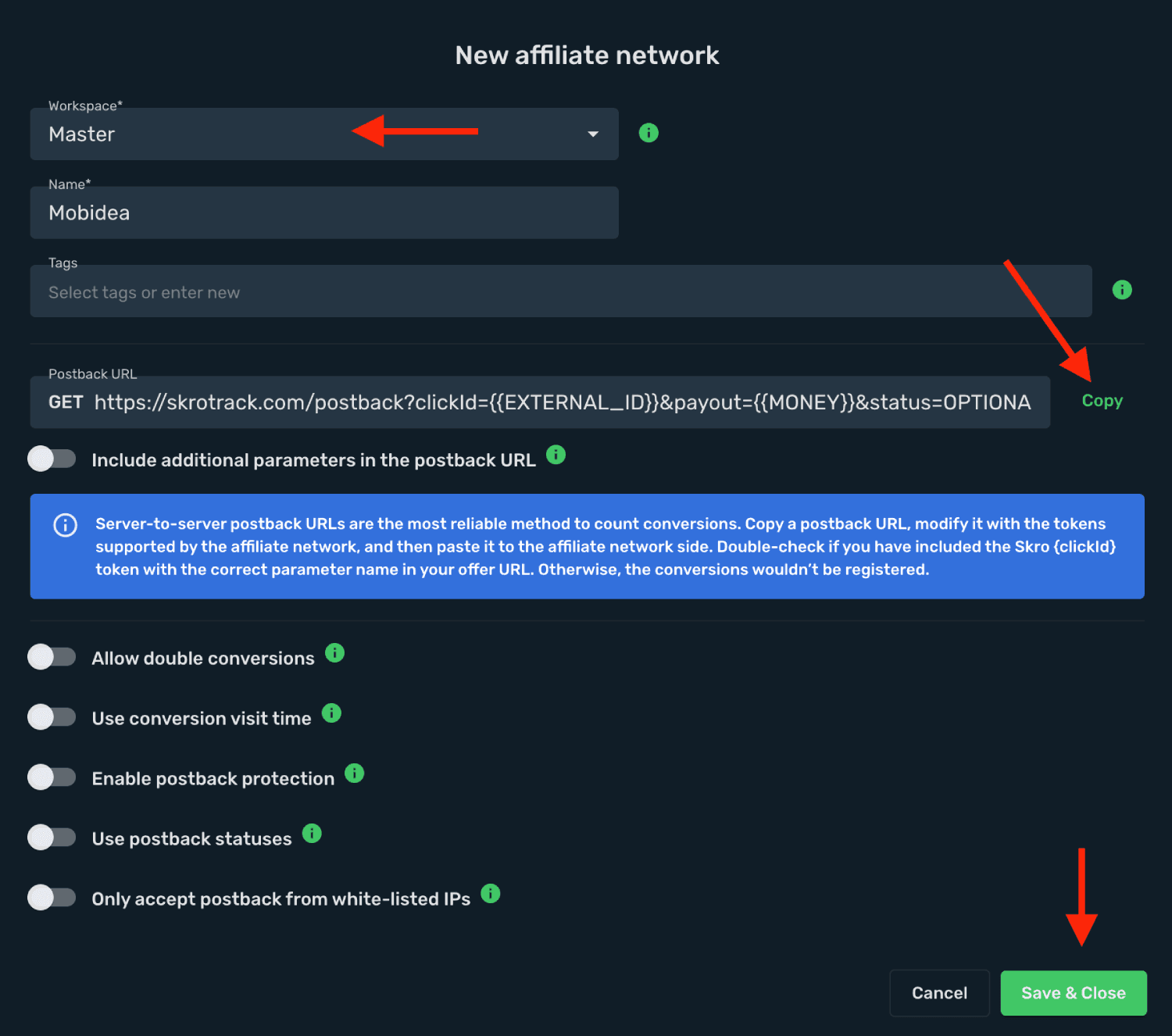 Save Mobidea as affiliate network