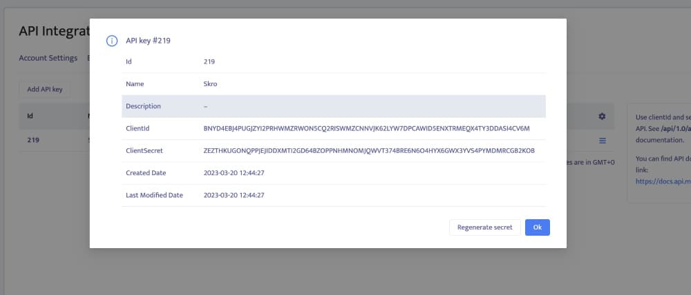 Mondiad API Token 1