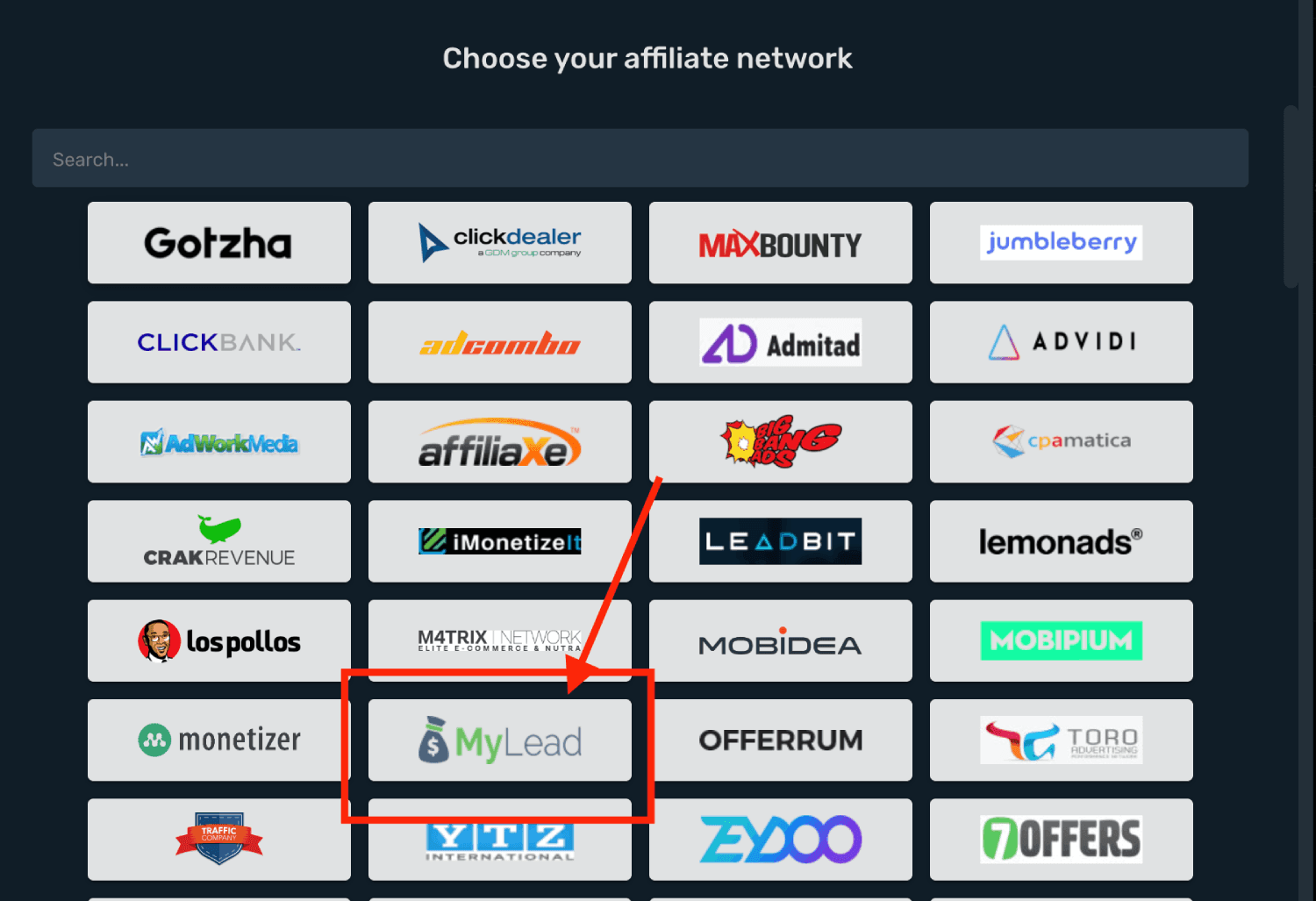 Choose MyLead prefilled template
