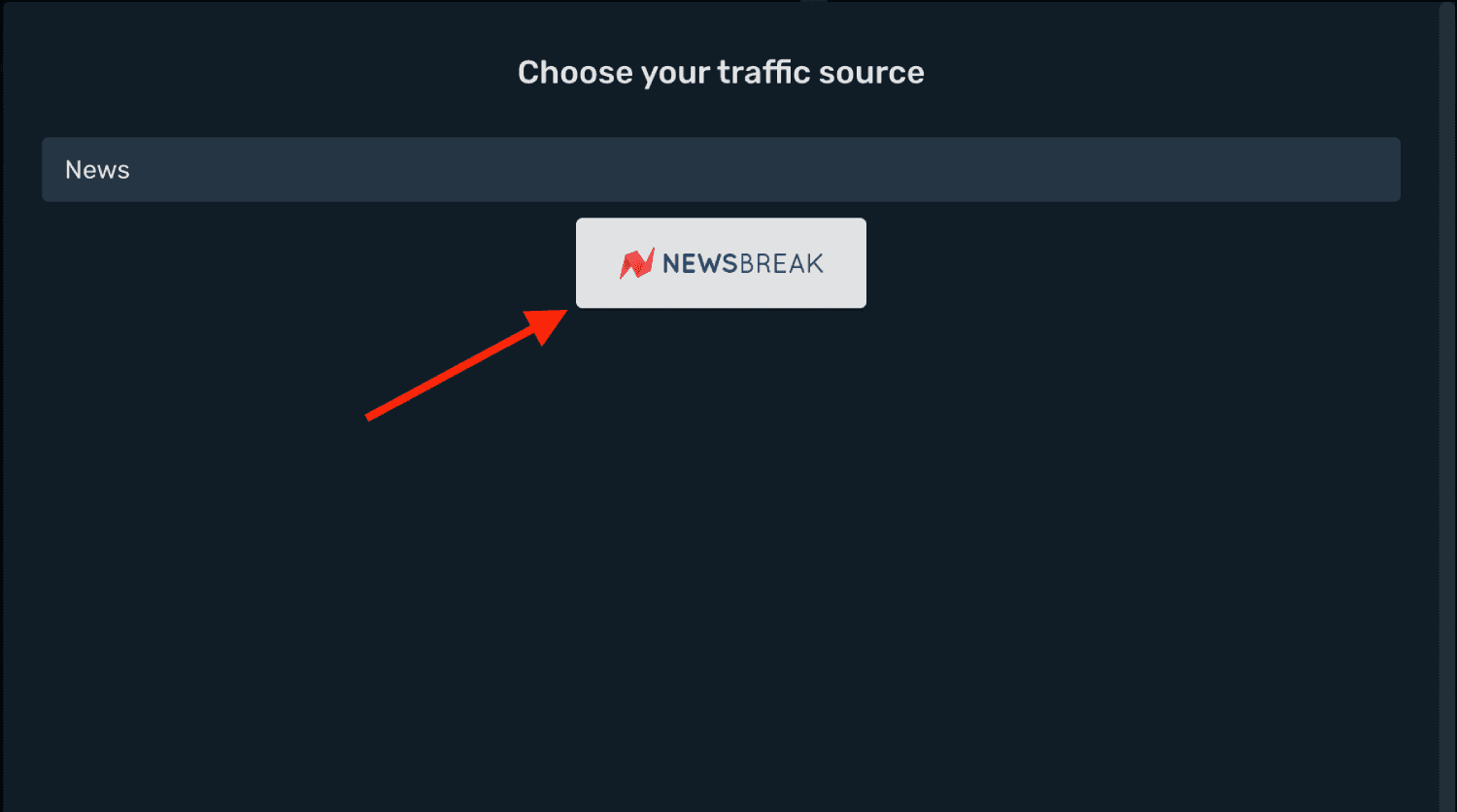 Setup NewsBreak traffic source step 2