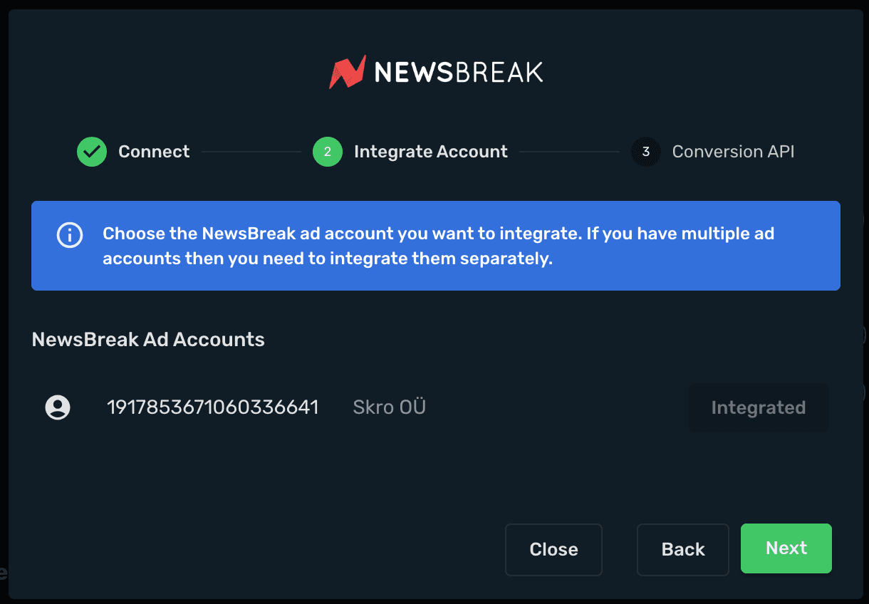 NewsBreak Integration step 4