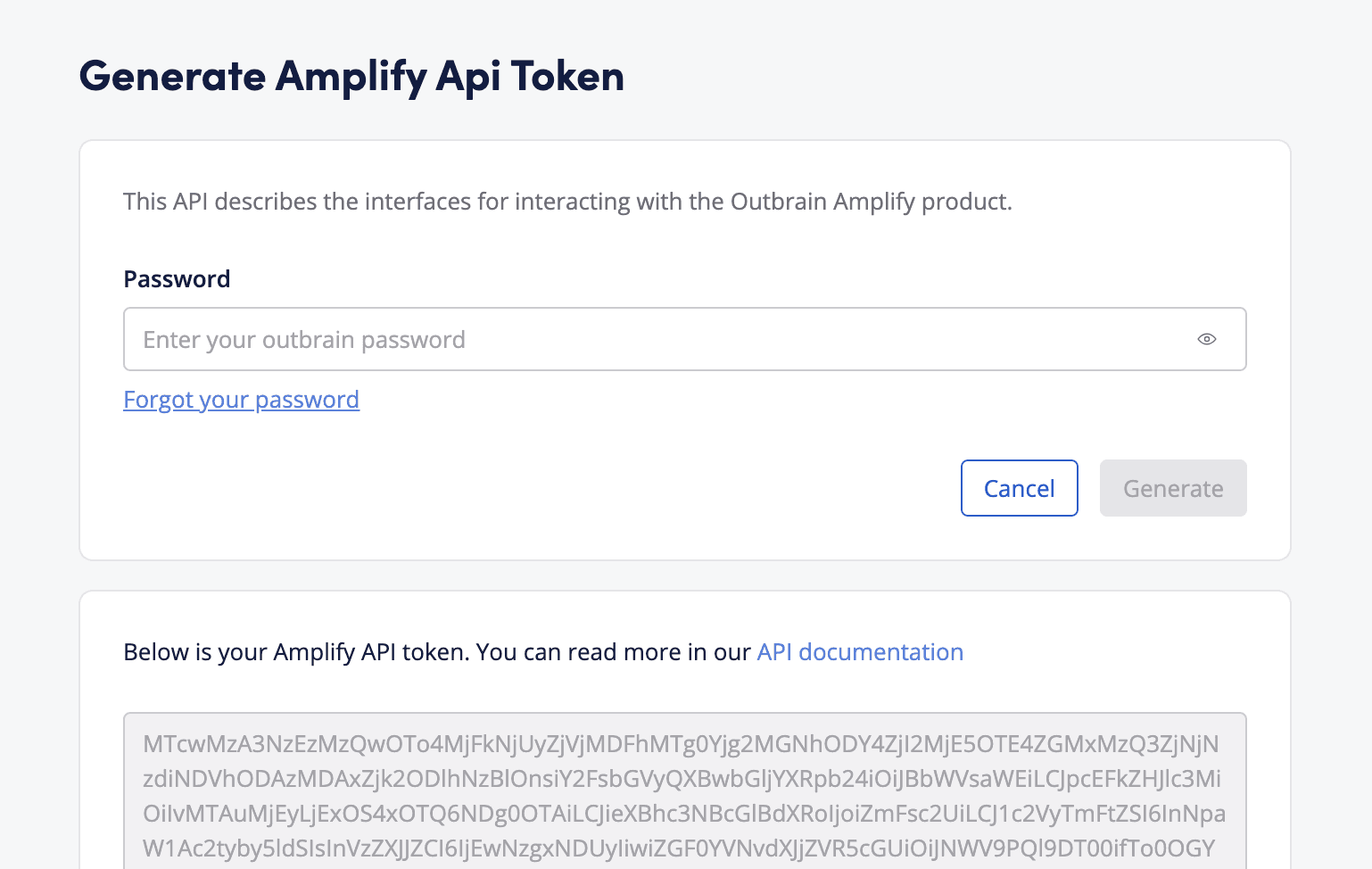 Get Outbrain API token
