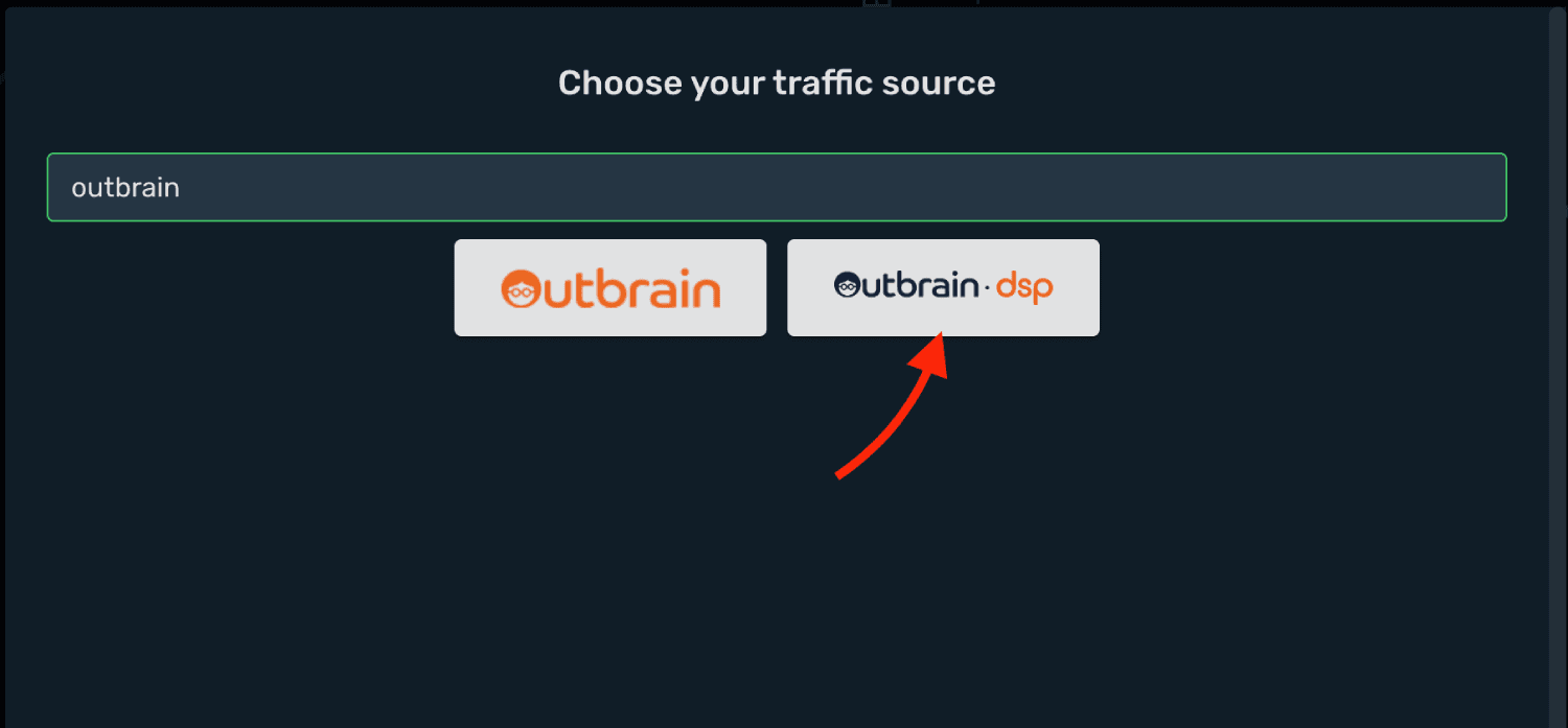 Setup Outbrain traffic source step 2