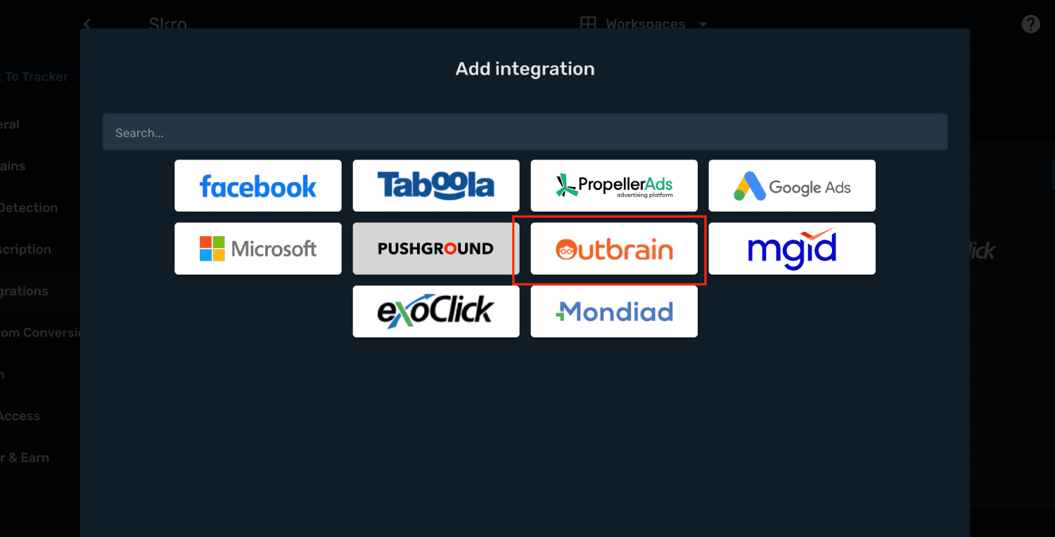 Outbrain Integration step 2