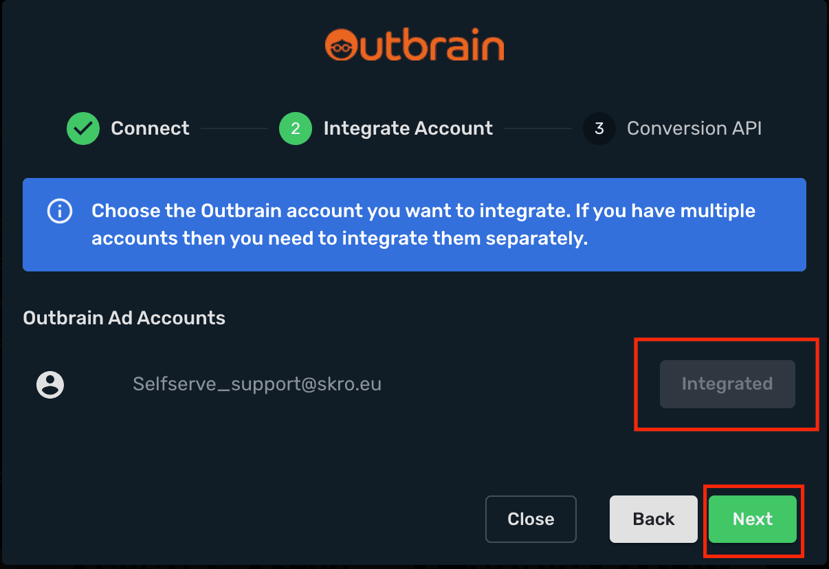 Outbrain Integration step 4