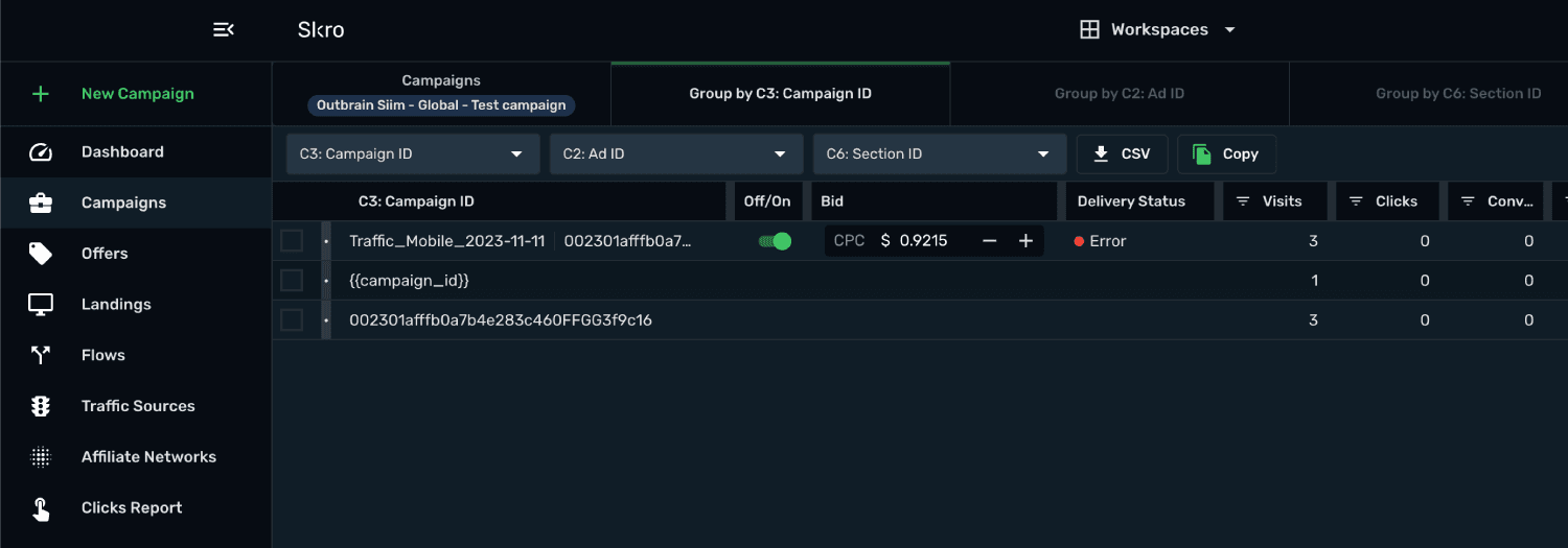 Manager Outbrain campaigns