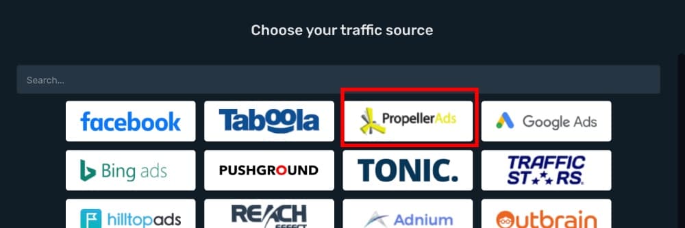 Setup PropellerAds traffic source step 2