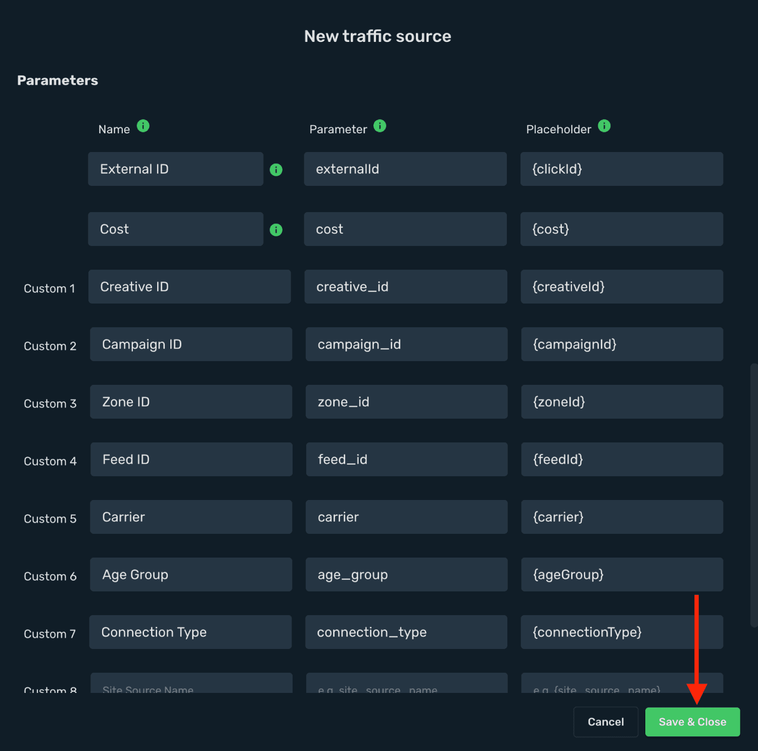 Copy RollerAds Postback URL