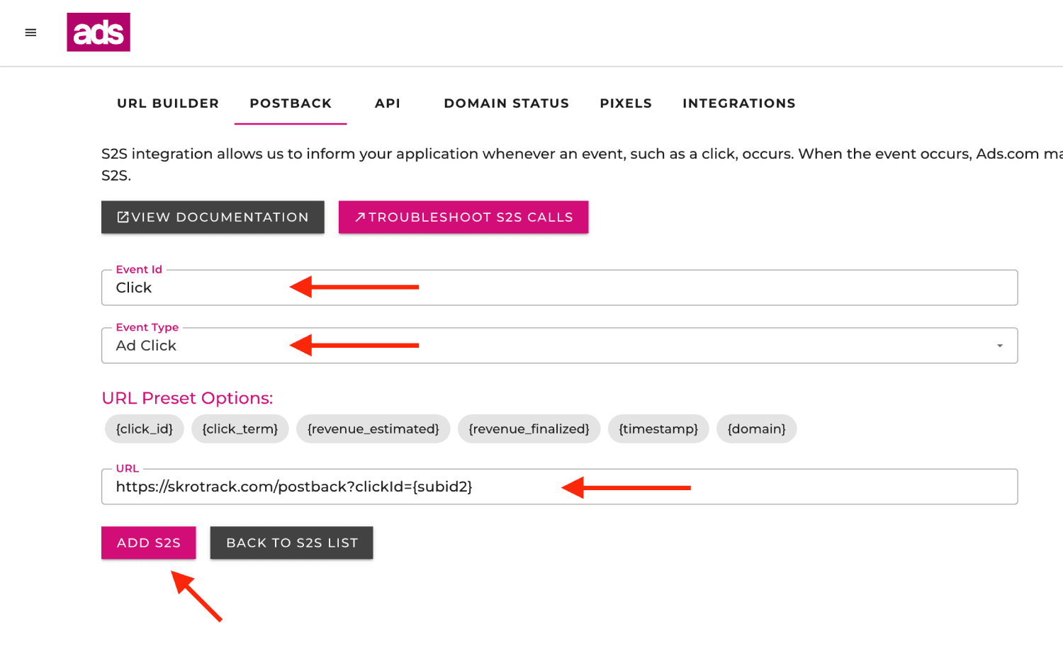 Ads.com RSOC integration step 5