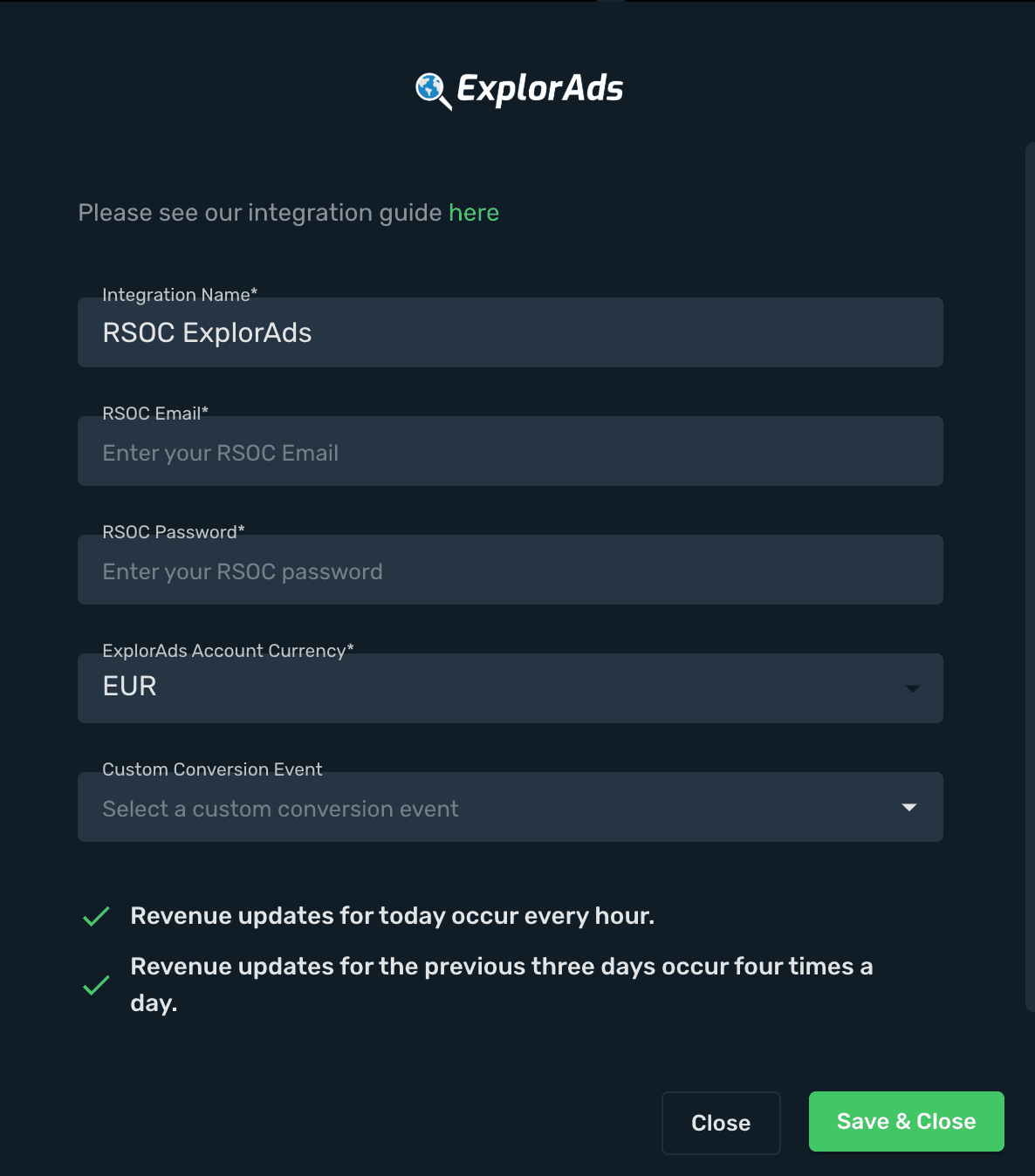 ExplorAds RSOC integration step 3