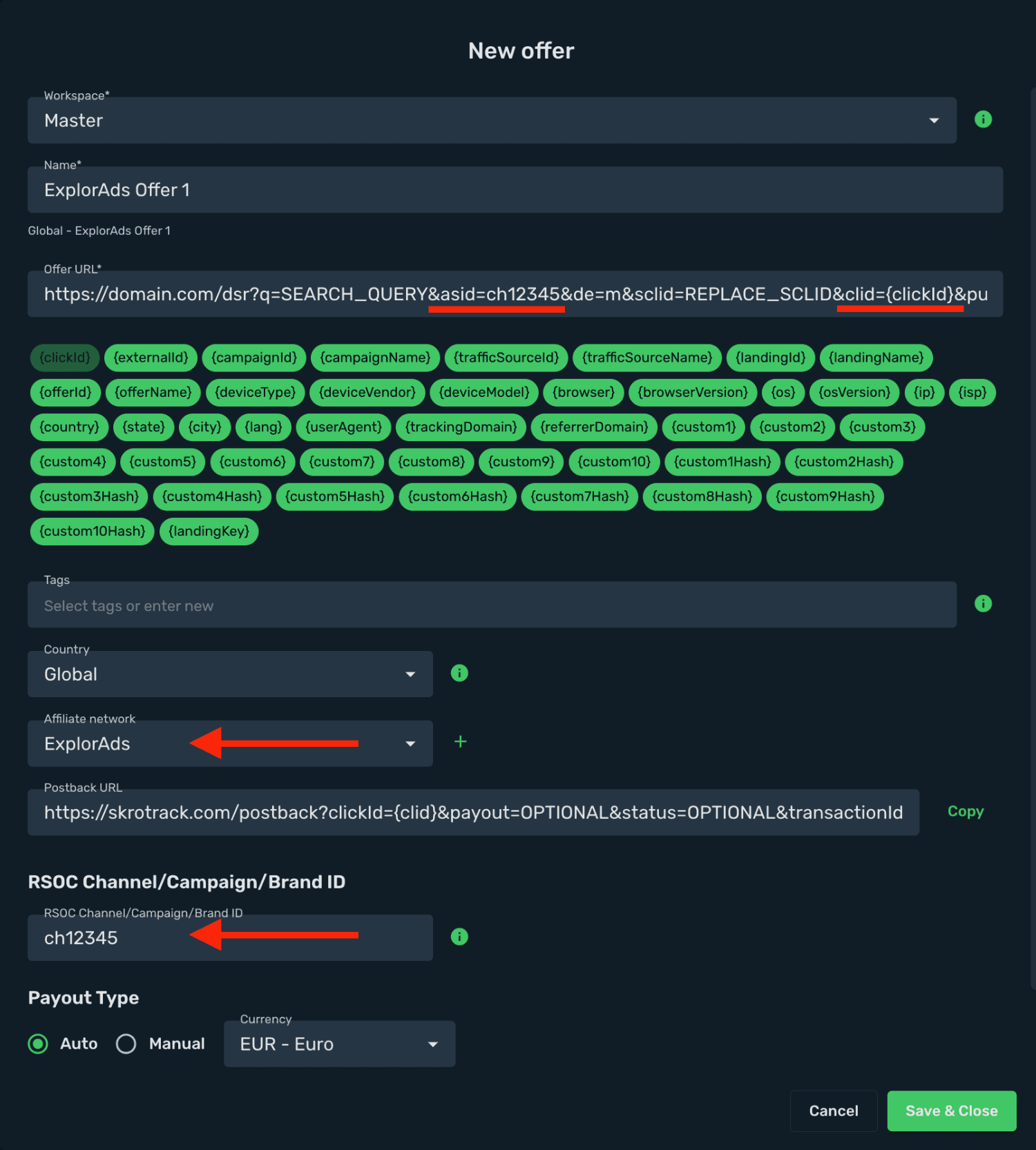 ExplorAds RSOC integration step 4