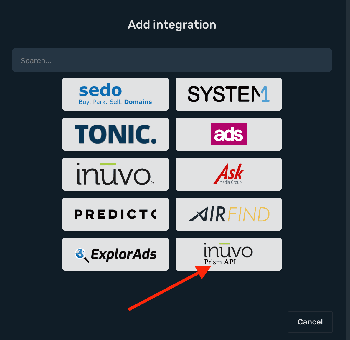 Inuvo Prism RSoC integration step 2