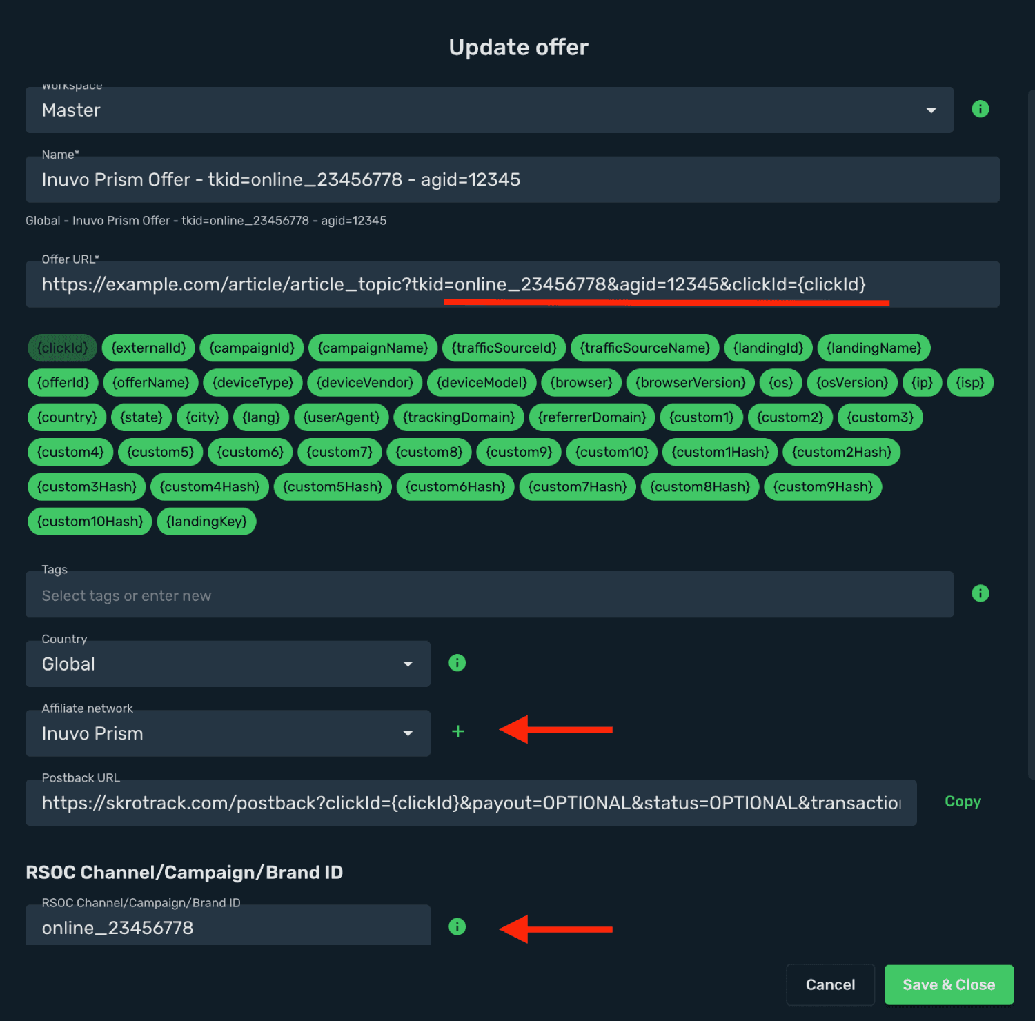 Inuvo Prism RSoC Integration step 4