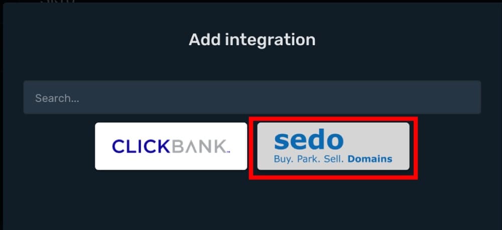 Sedo integration step 2