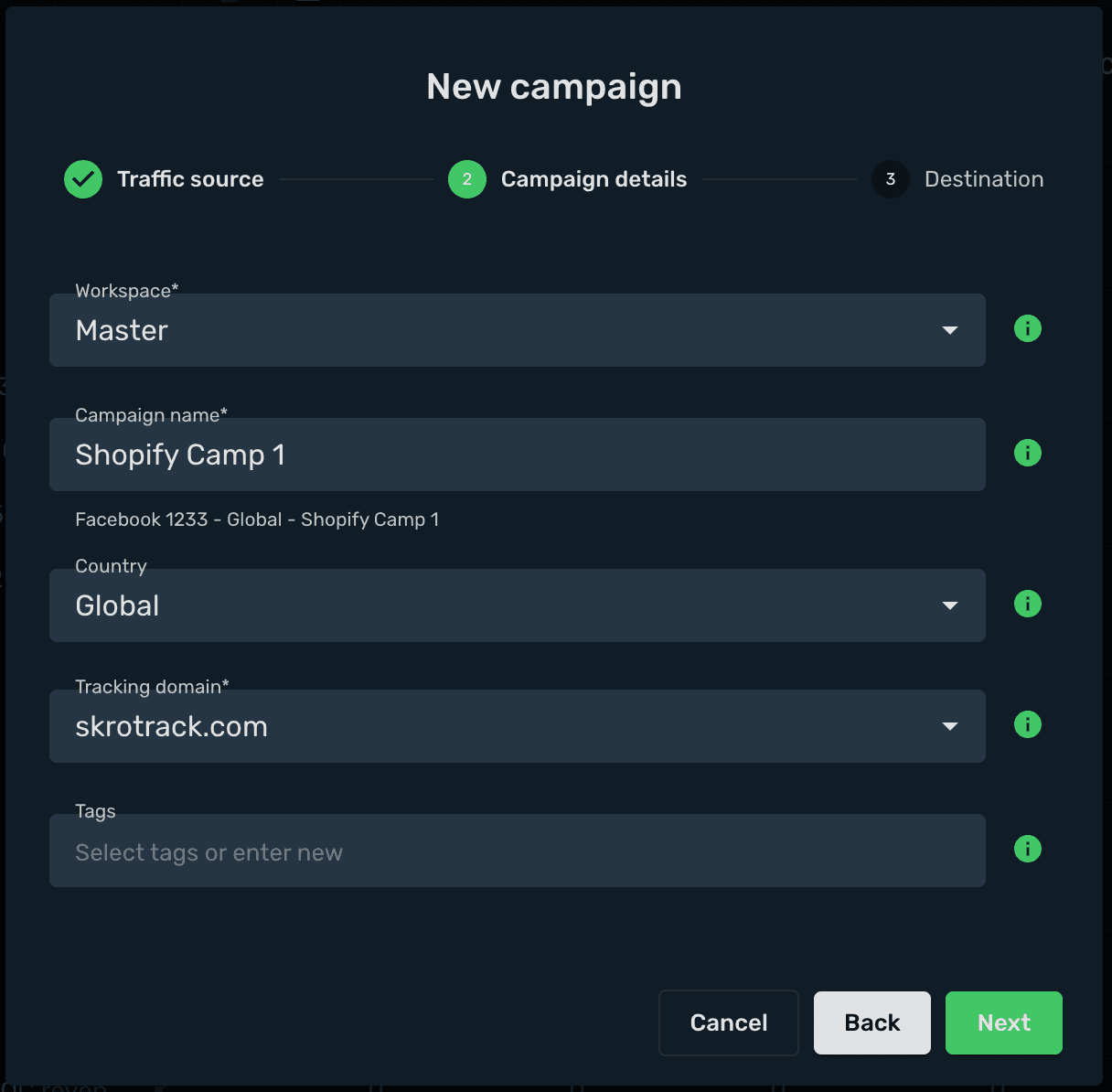 Setup Skro Campaign step 2