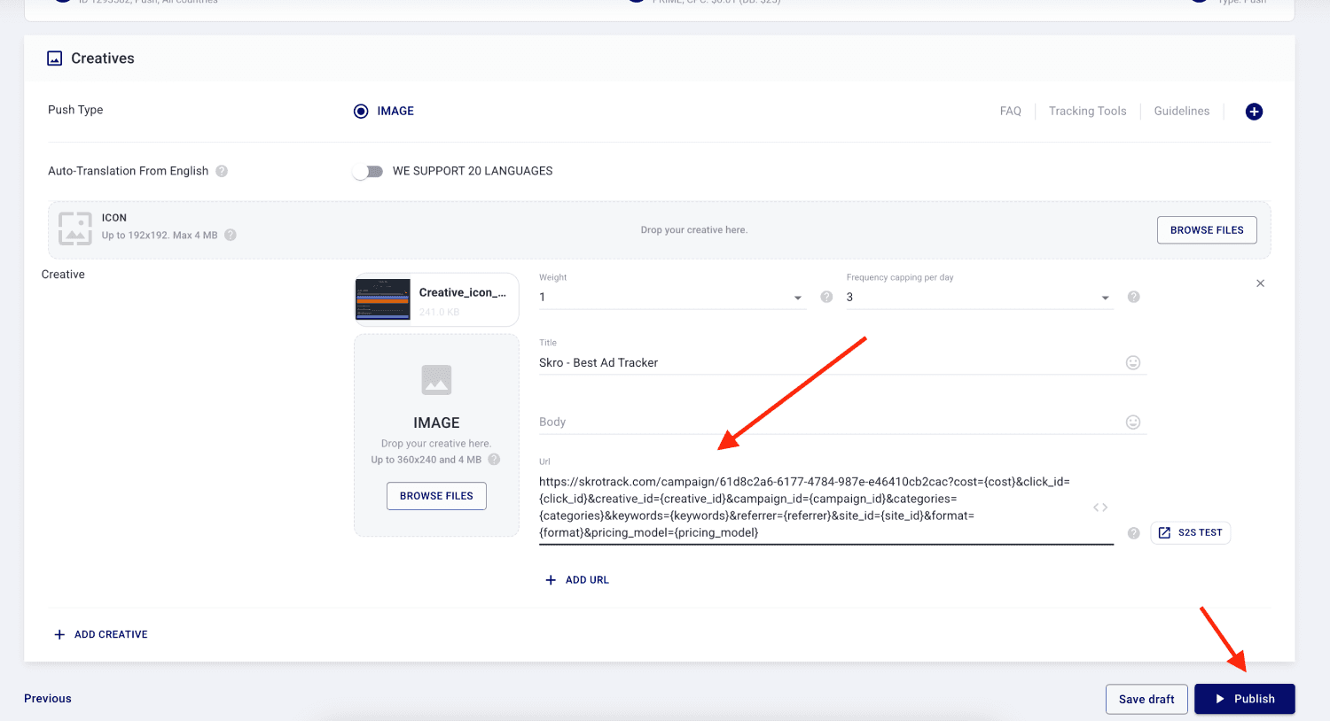 Step 3. Create a campaign on TrafficStars.