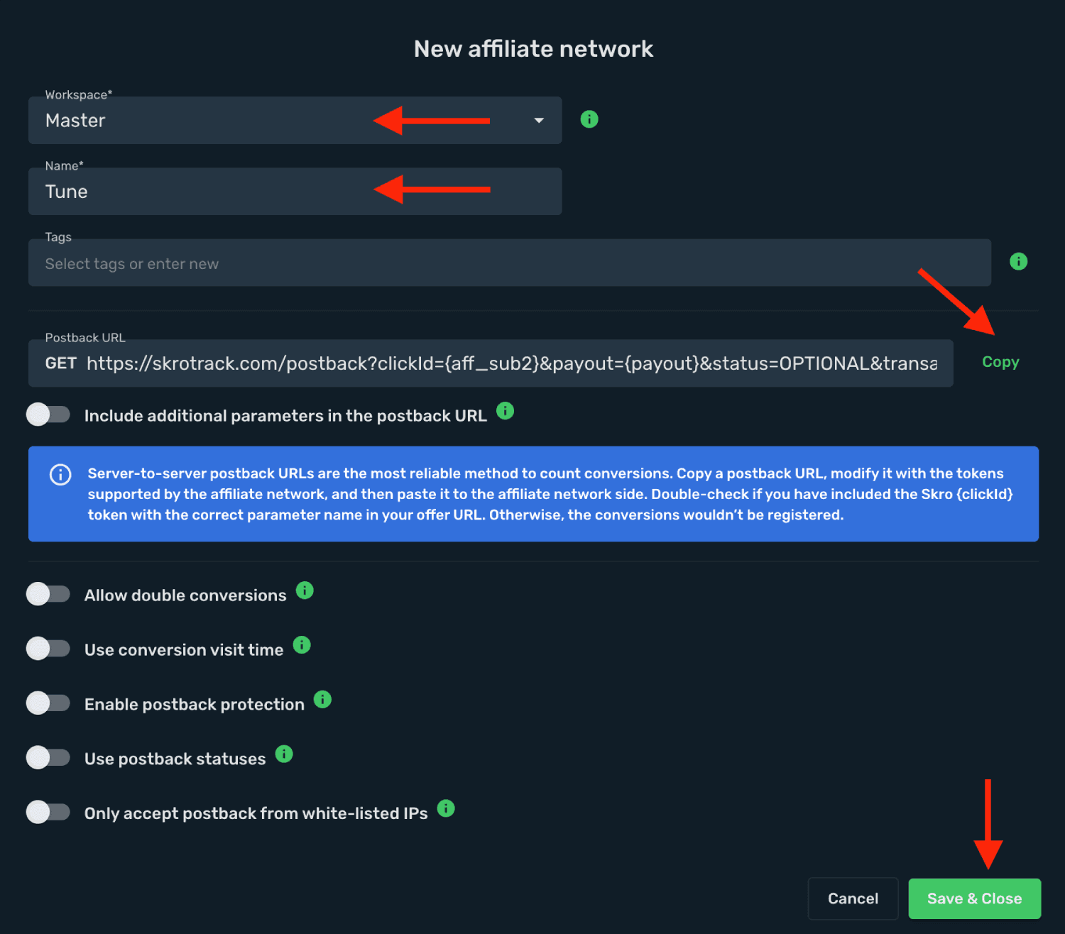 Save Tune as an affiliate network