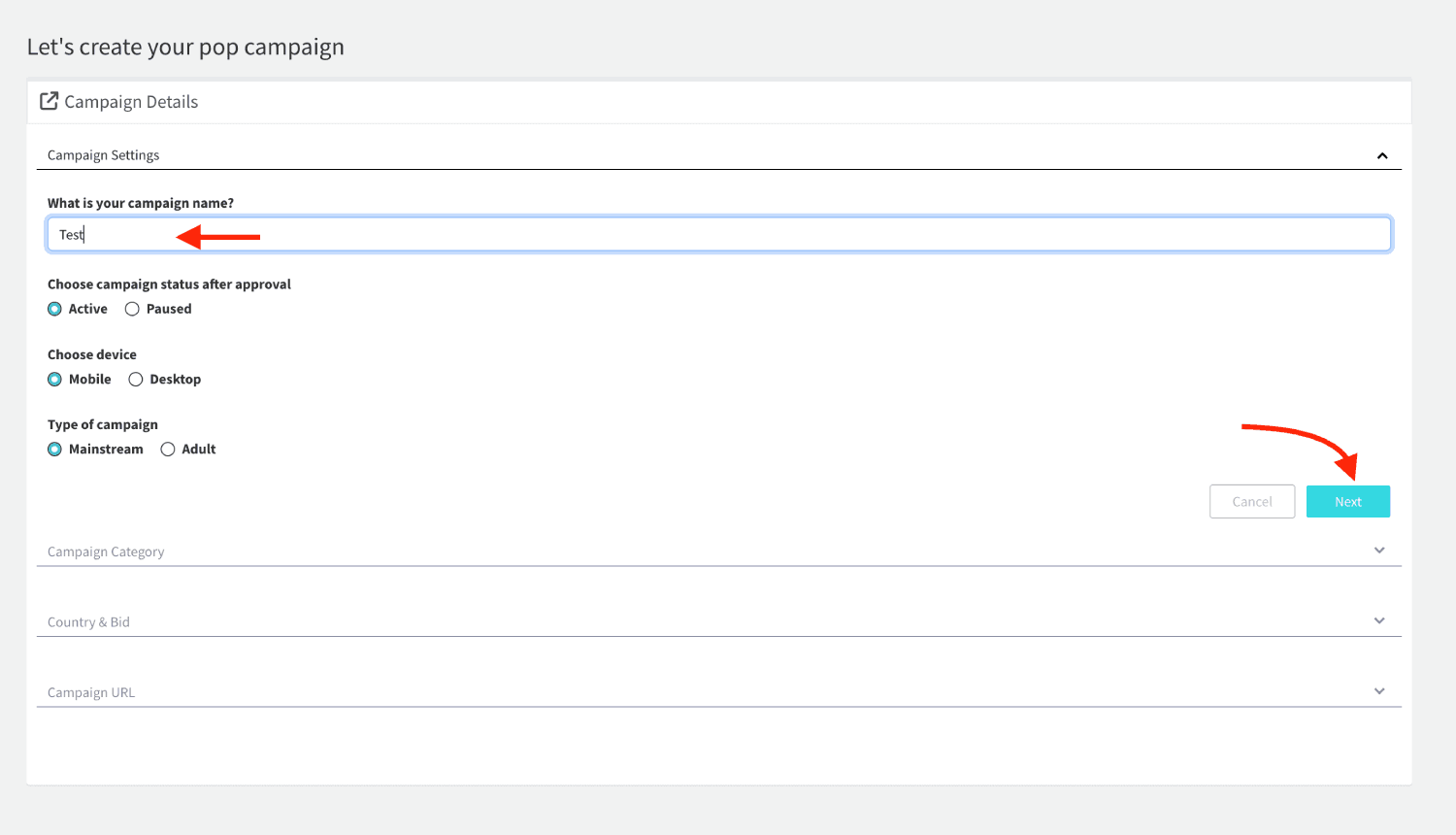 Step 3. Create a campaign in Yeesshh 2