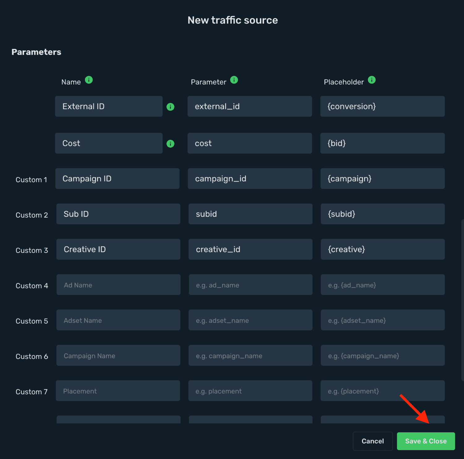 Pre-filled AdOperator Postback URL macros