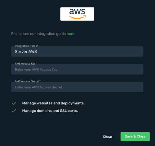 Configure the AWS credentials in Skro