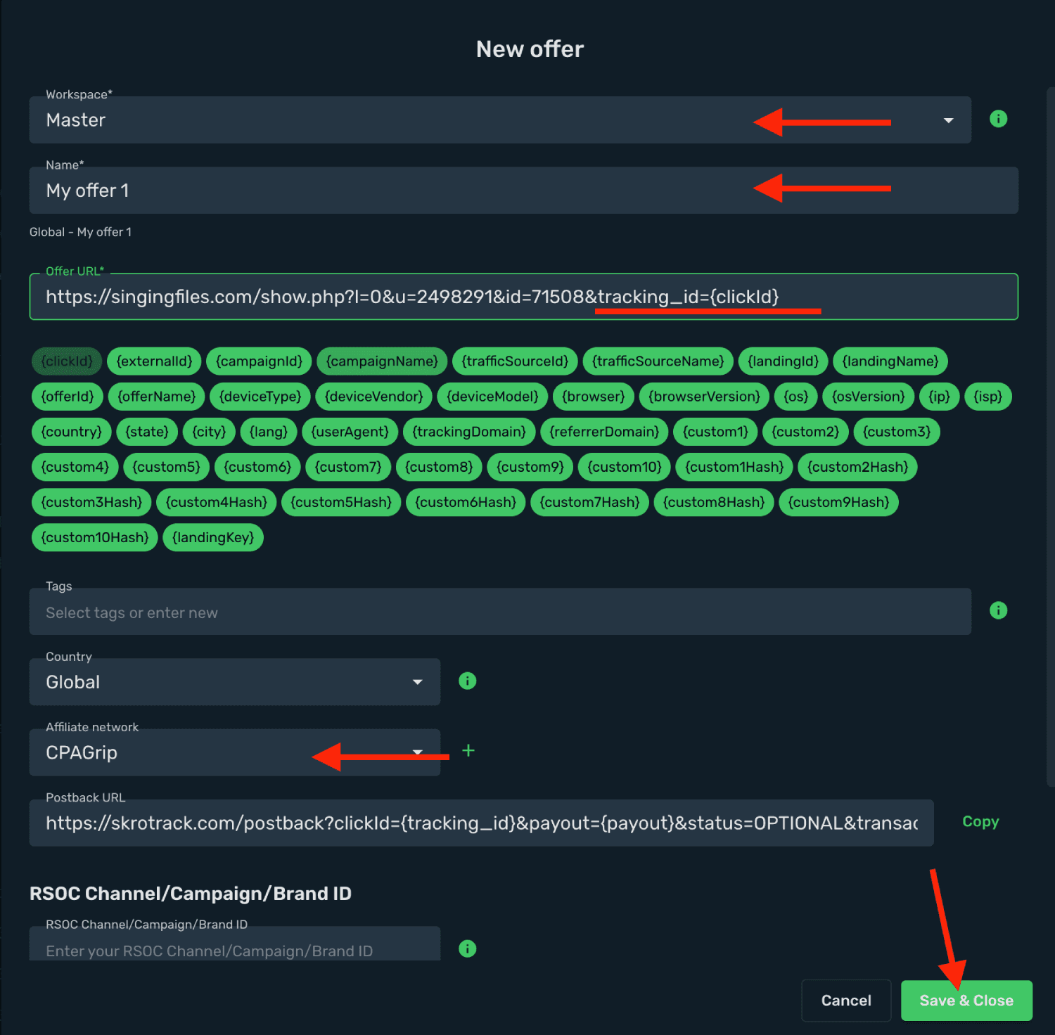 Add CPAGrip offer