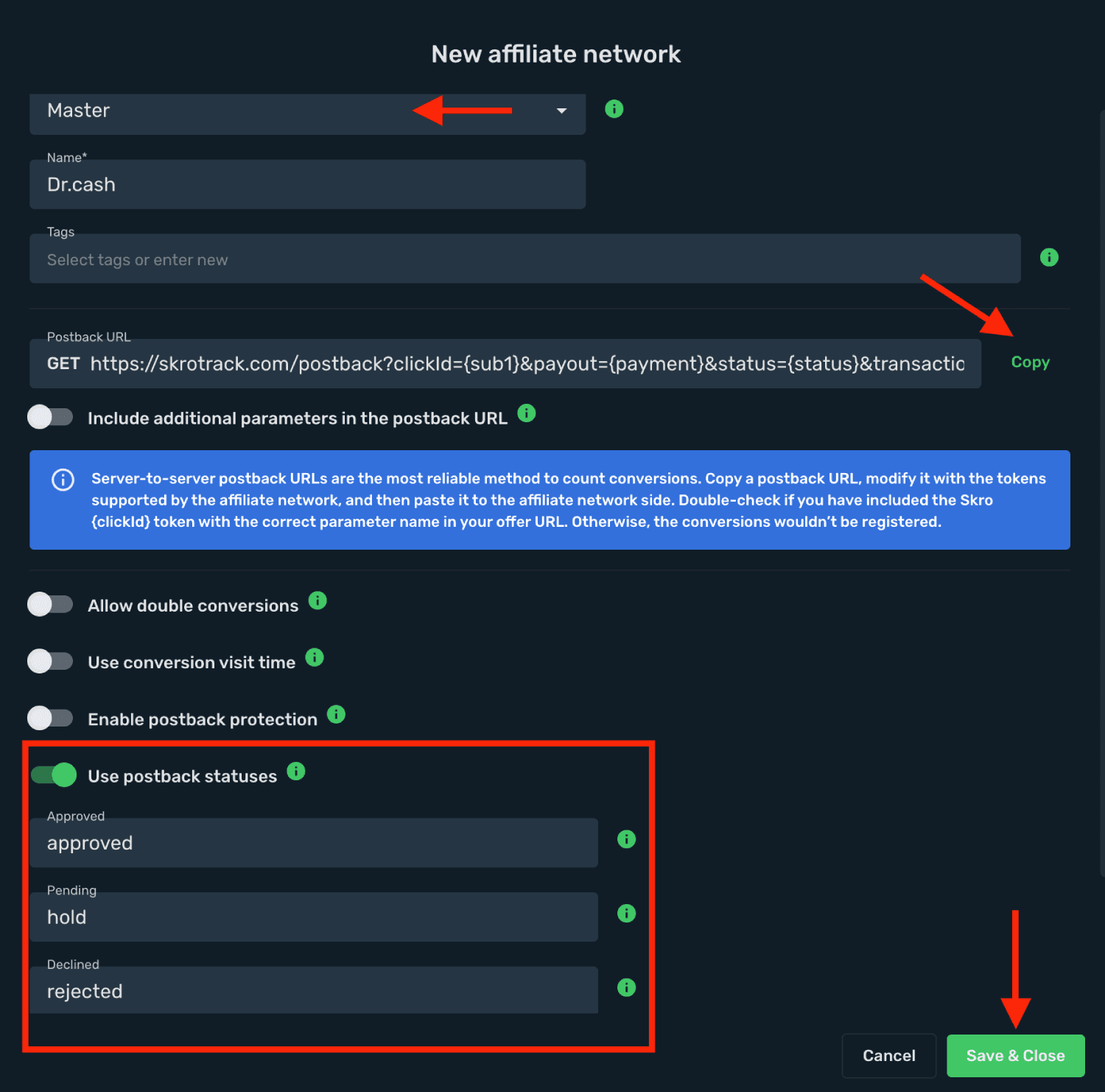 Save Dr.Cash as affiliate network