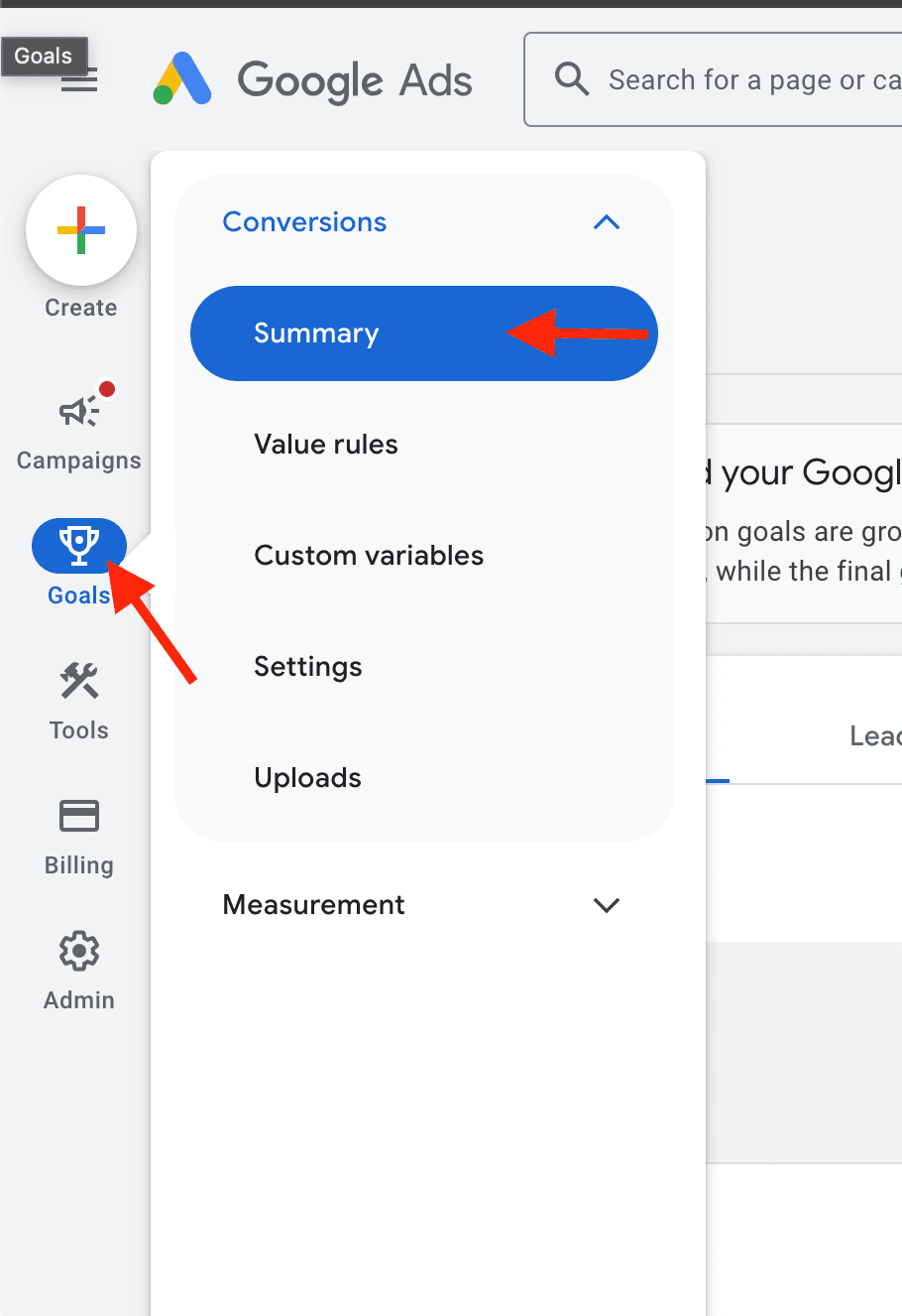 Manager Google Ads campaigns step 1