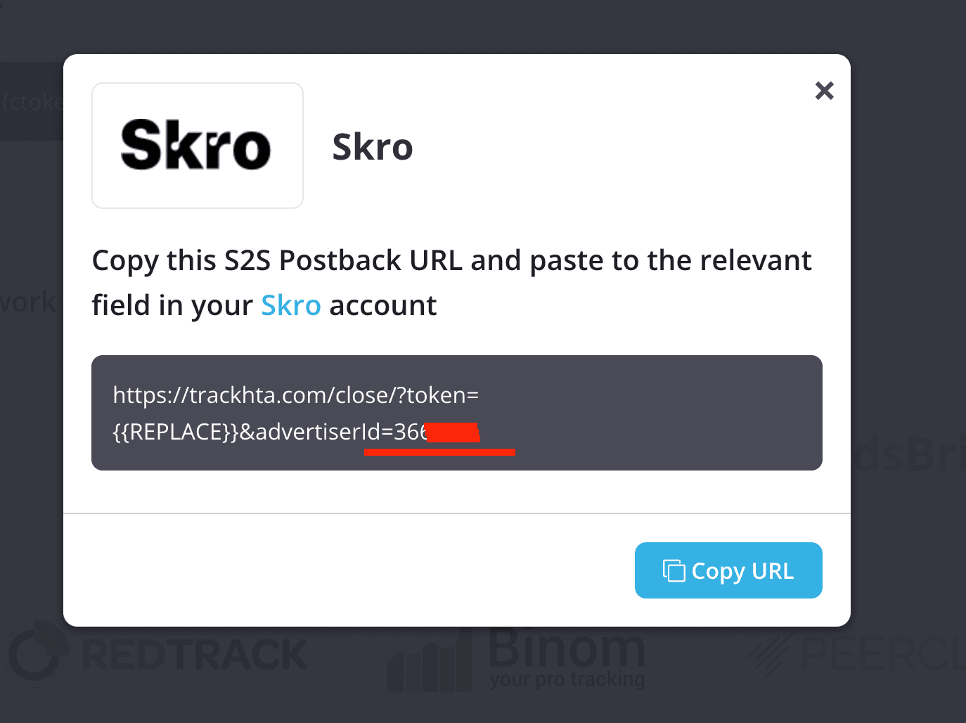Copy HilltopAds Postback URL