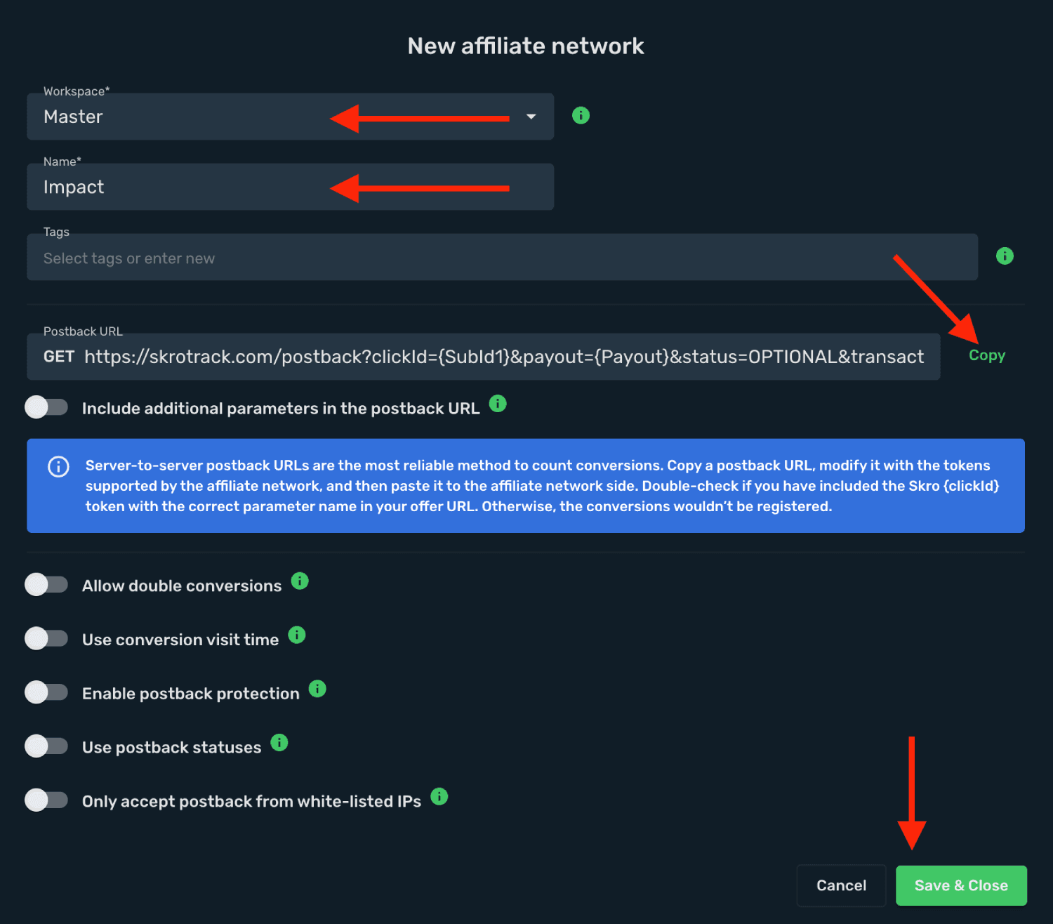 Save Impact as an affiliate network