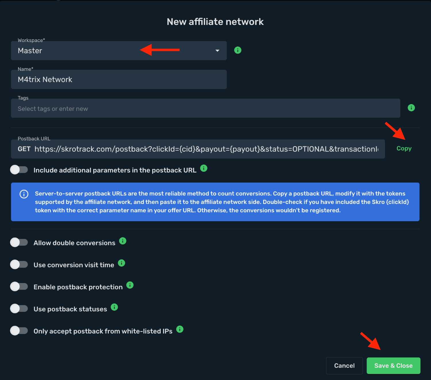 Save M4trix Network as affiliate network